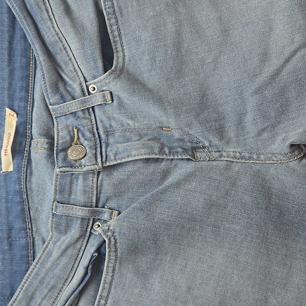 Levis 715 Bootcut Jeans Womens 28 Light Wash Blue Mid Rise Stretch Denim - Picture 4 of 12